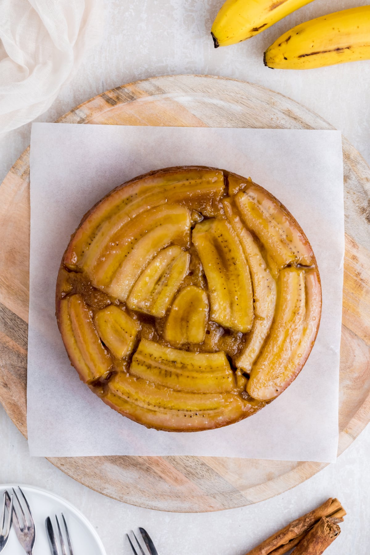 Cake flipped onto a serving plate.