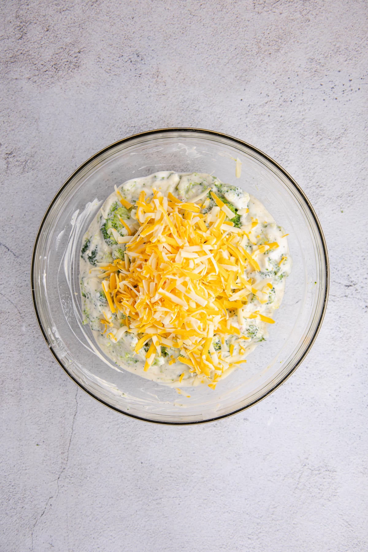 All the ingredients for the casserole filling in a bowl.