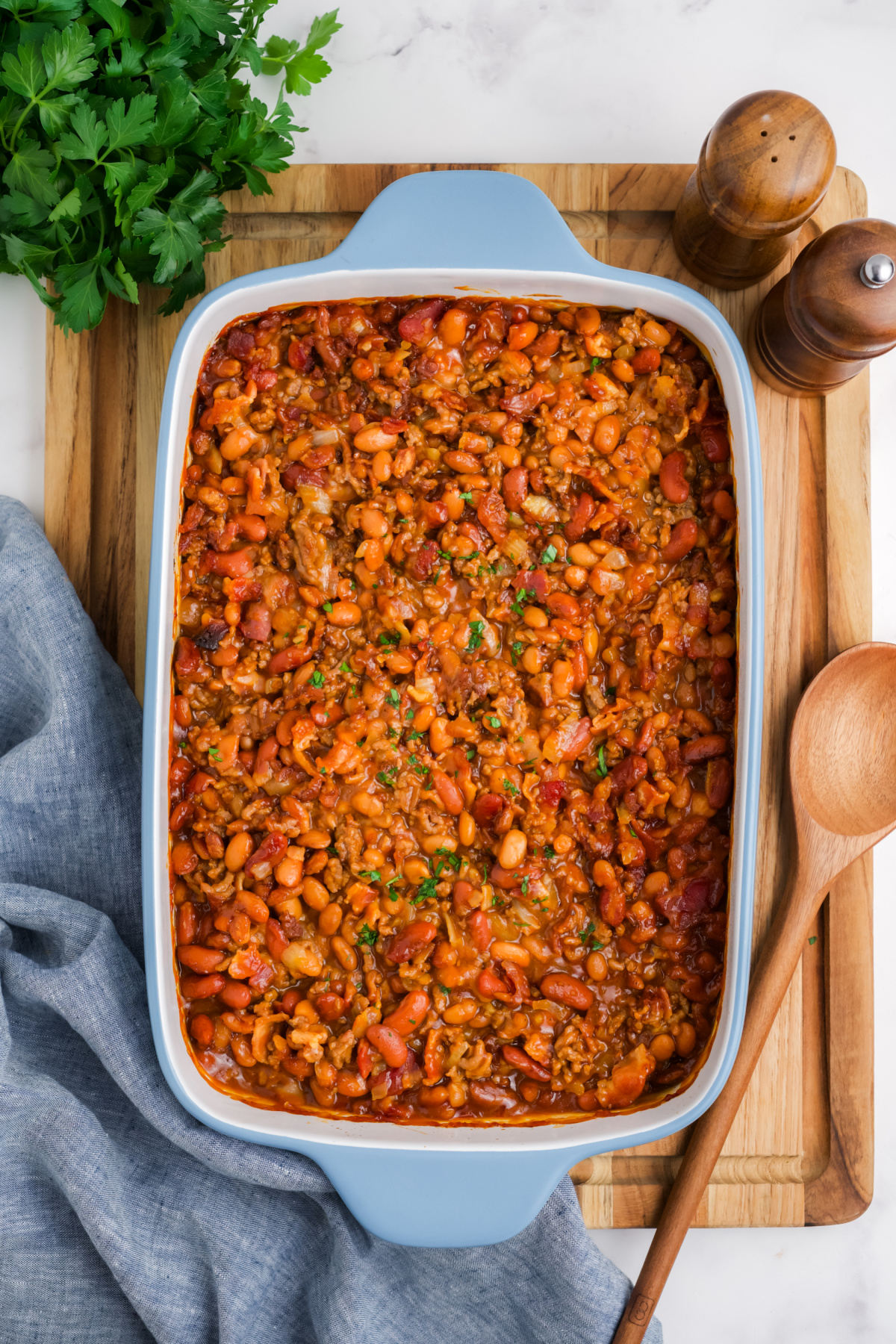 The entire mixture put into a casserole dish and baked.
