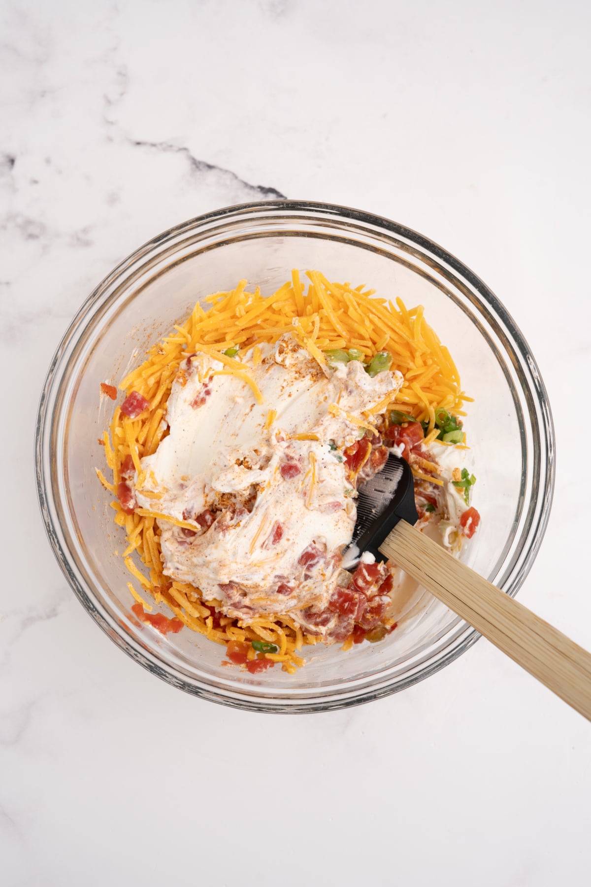 Mixing the boat dip ingredients together. 