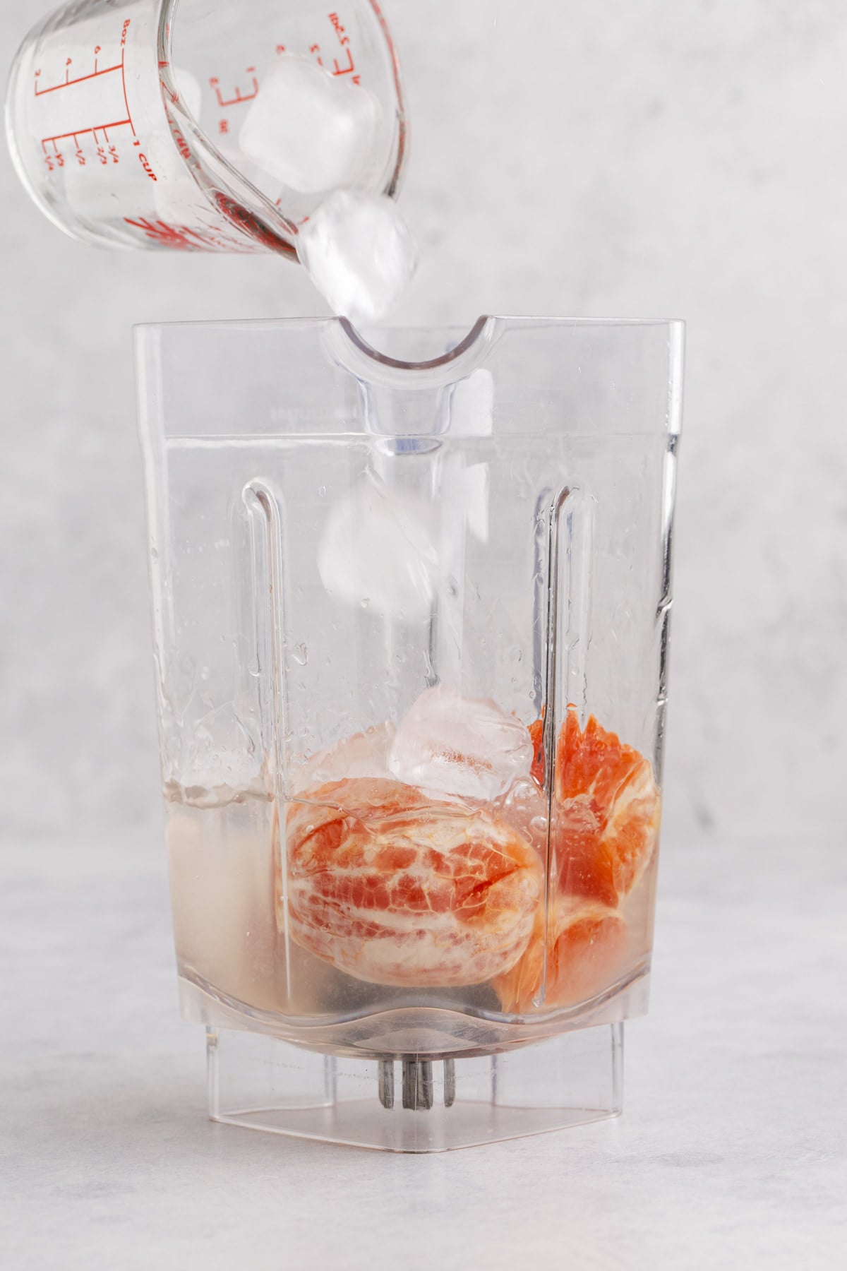 All the ingredients into the blender.