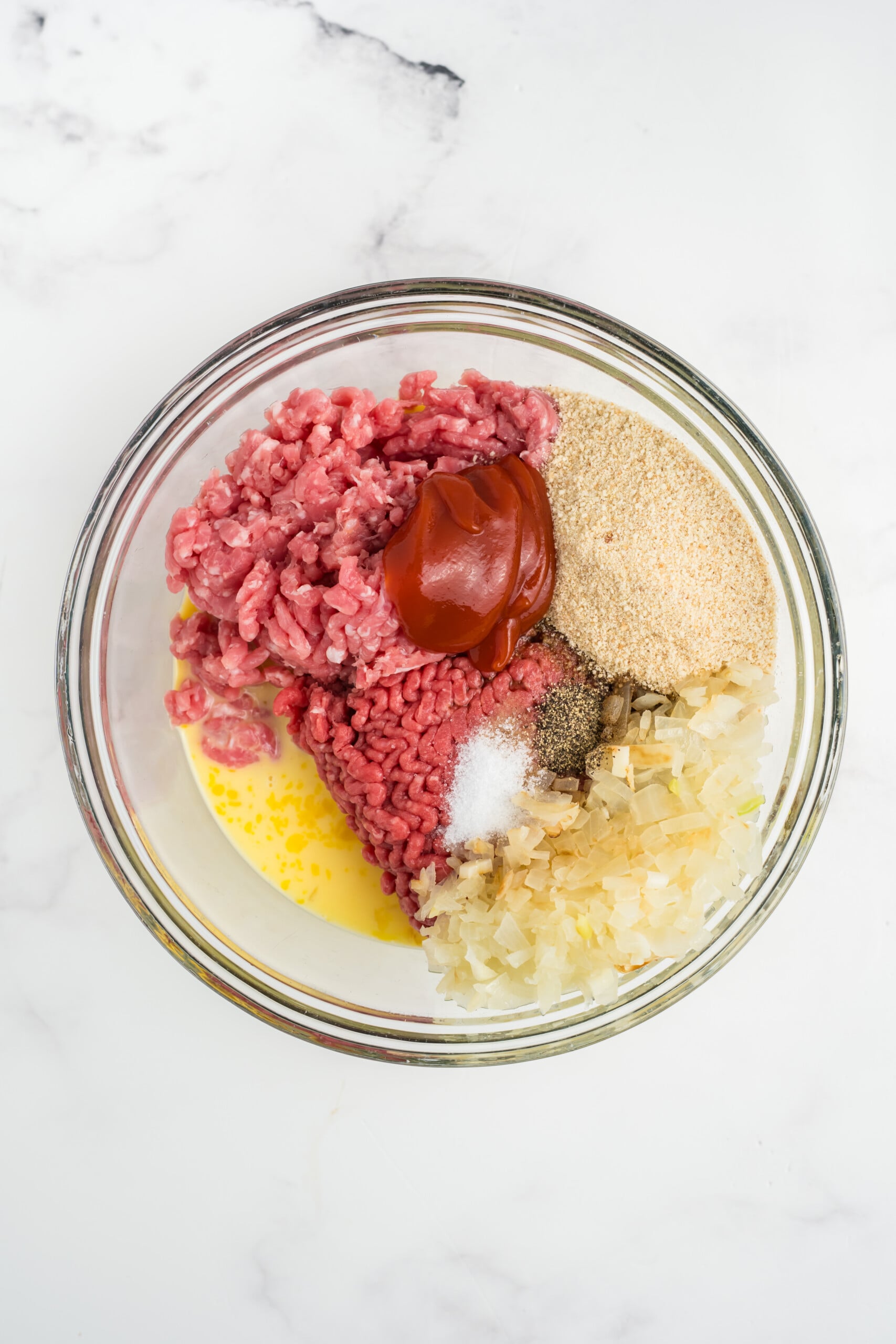 All the ingredients in a mixing bowl.