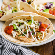 Made Mexican Pulled Pork Tacos on a platter.