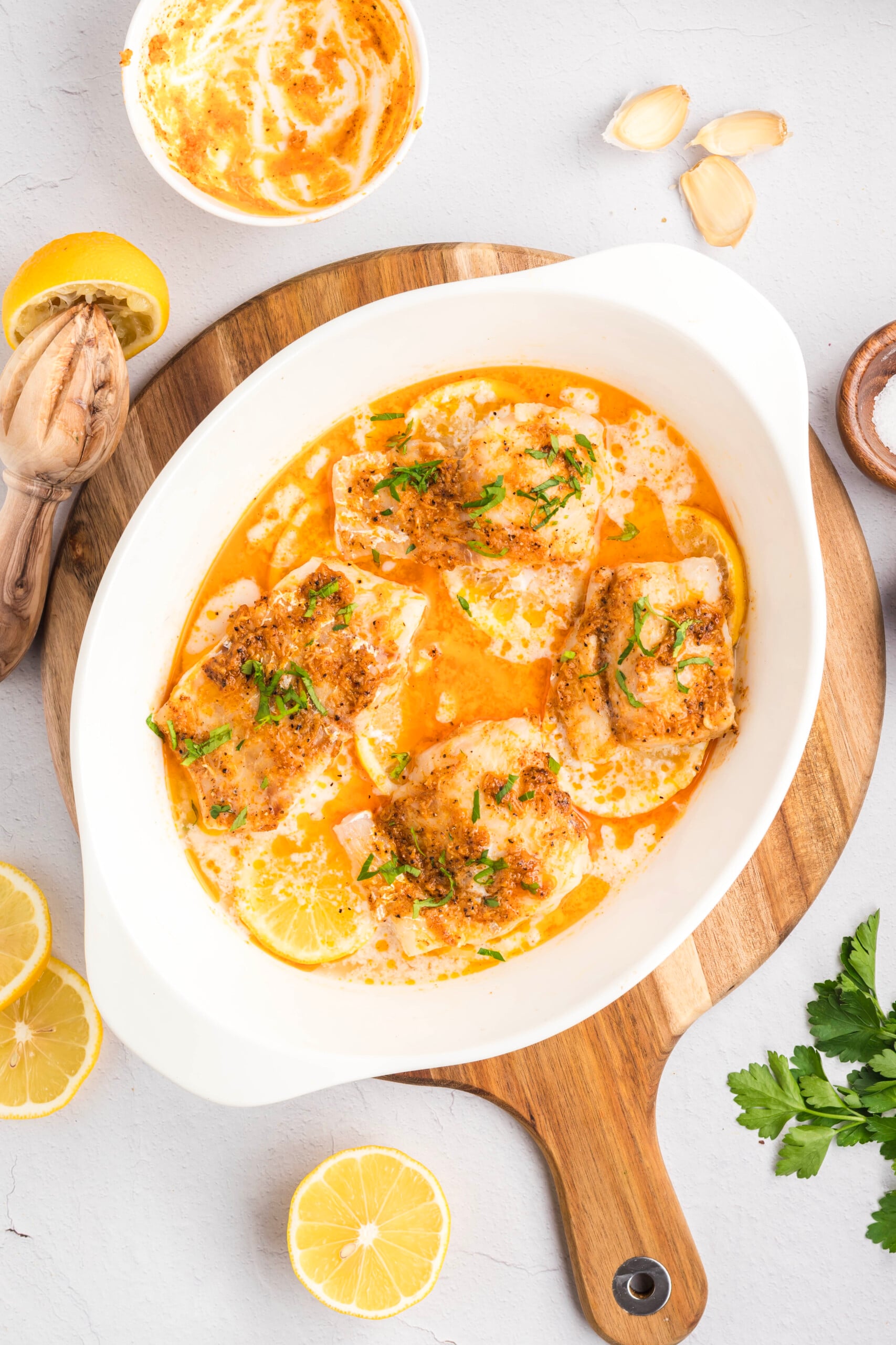 The haddock baked and cooling.