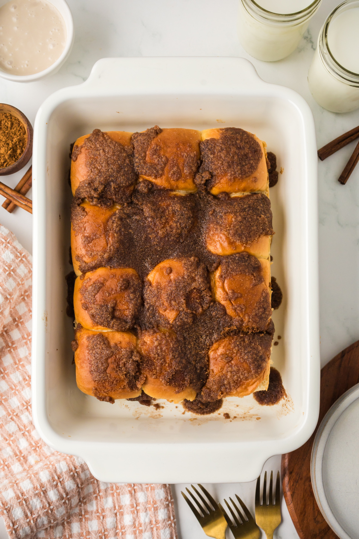 Top added and baked in casserole dish.