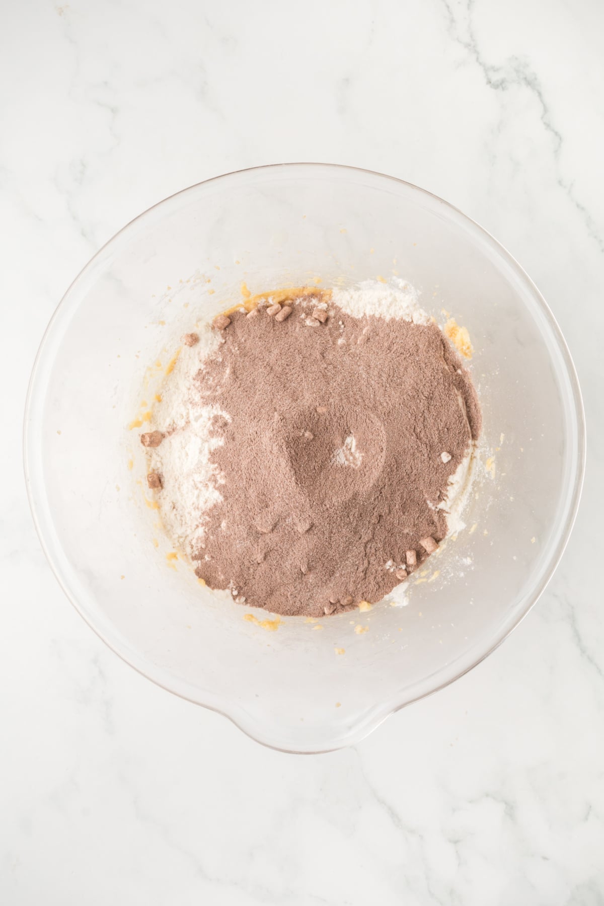 Dry ingredients mixed with the wet ingredients.