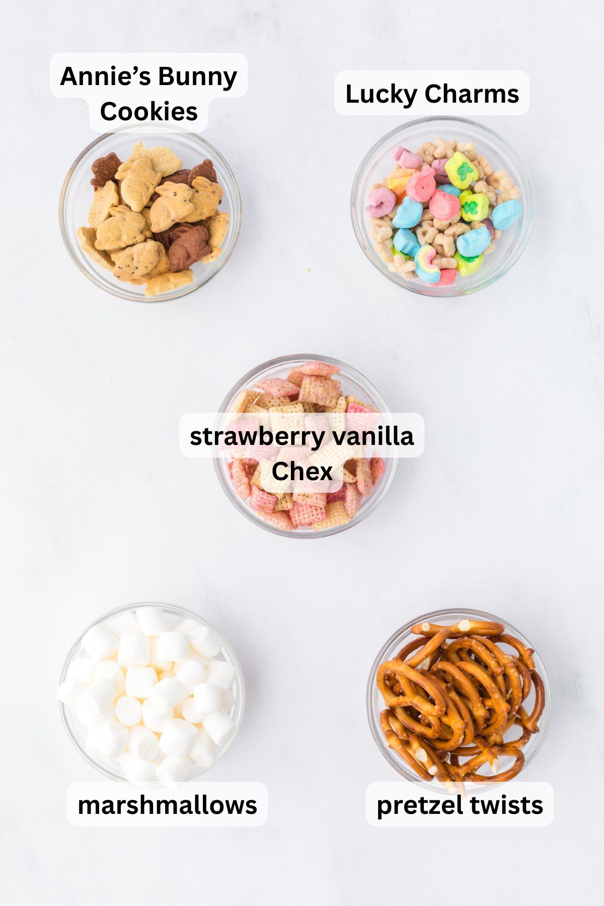 Ingredients for spring trail mix on a table