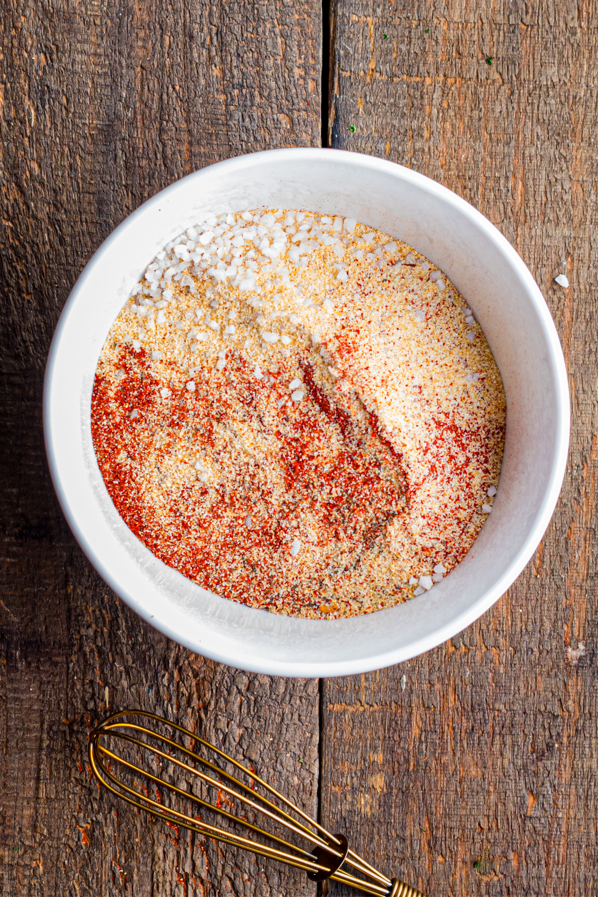 All of the spices in a bowl.