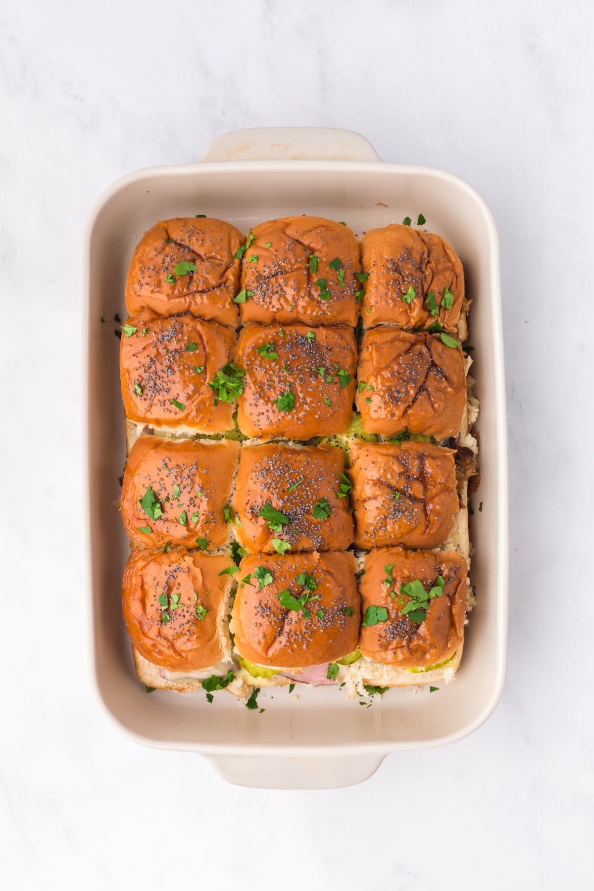 cuban sliders baked golden brown with melted cheese