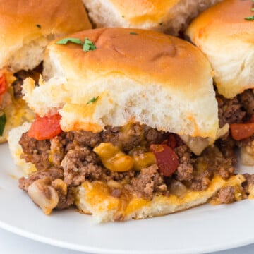 Taco sliders on a plate.