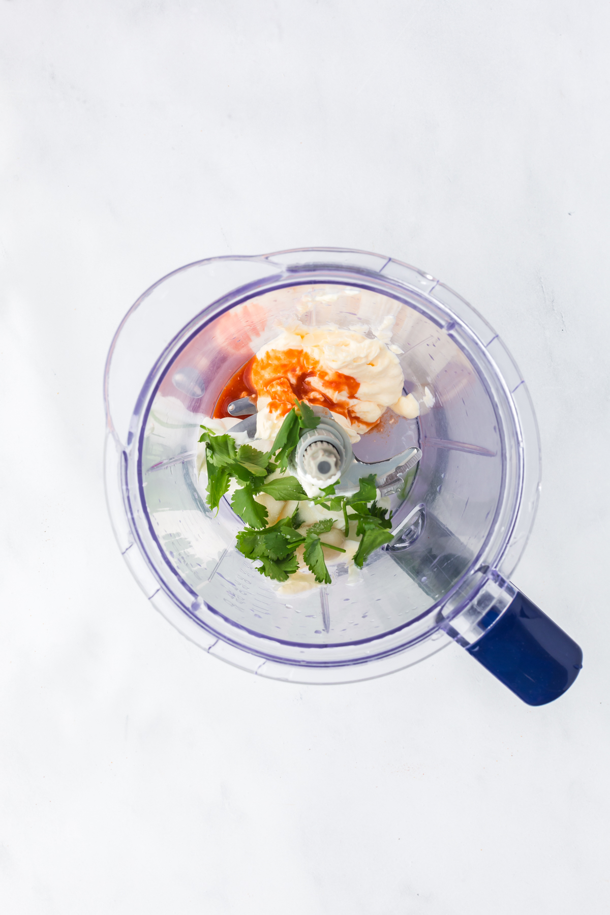All ingredients for the fish sauce in a food processor.