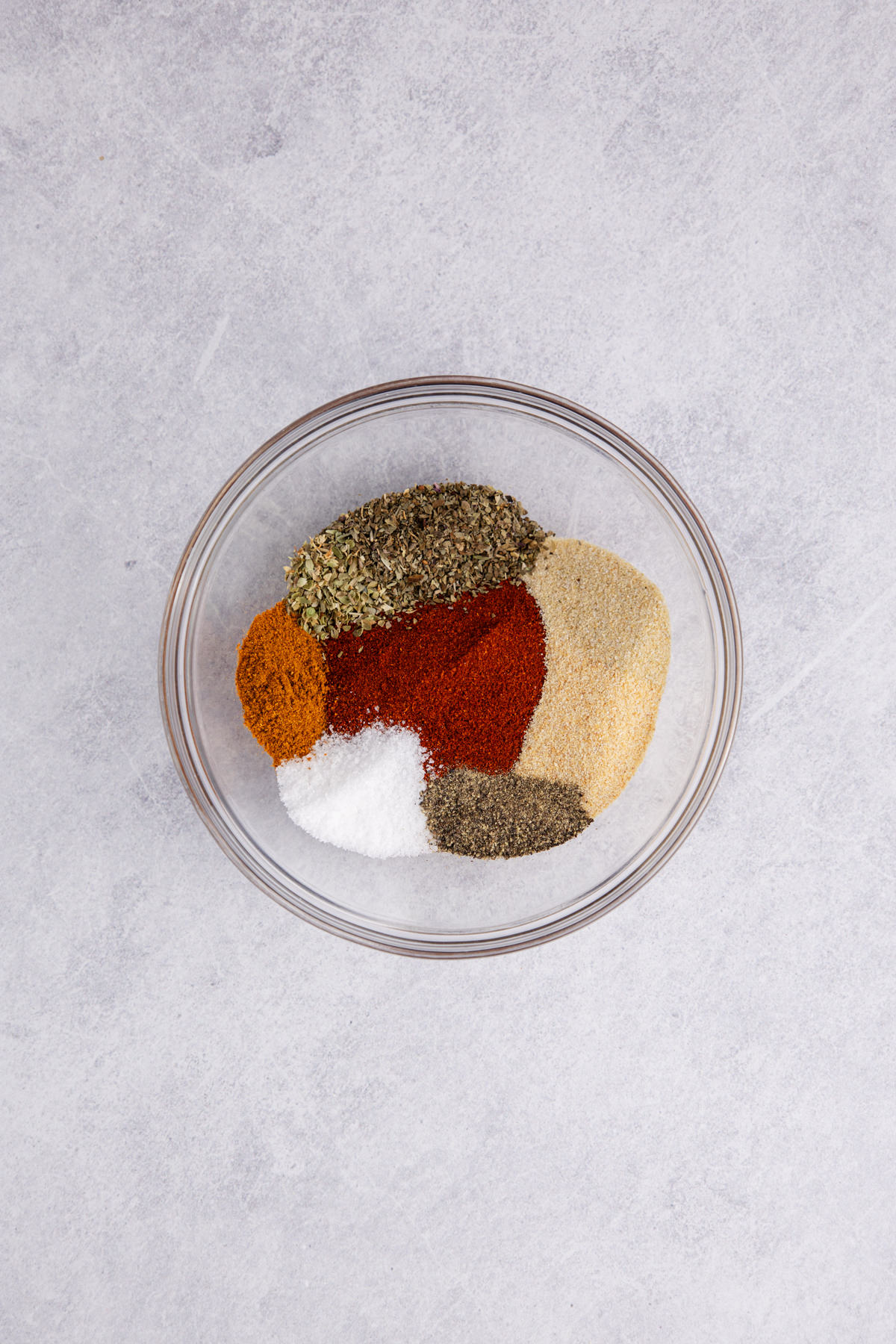 All of the spices in a bowl.