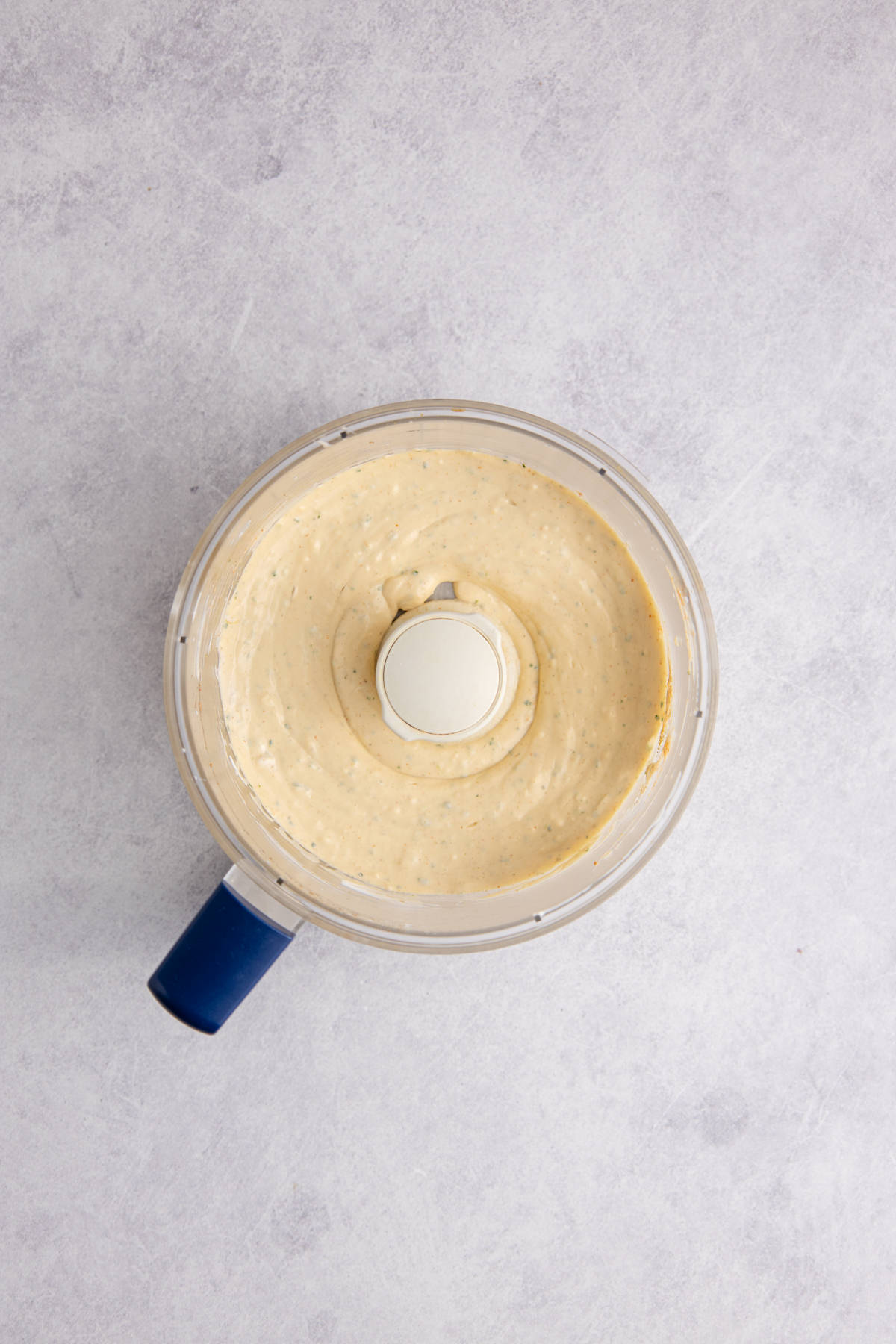 The sauce for fish tacos blended in the food processor.