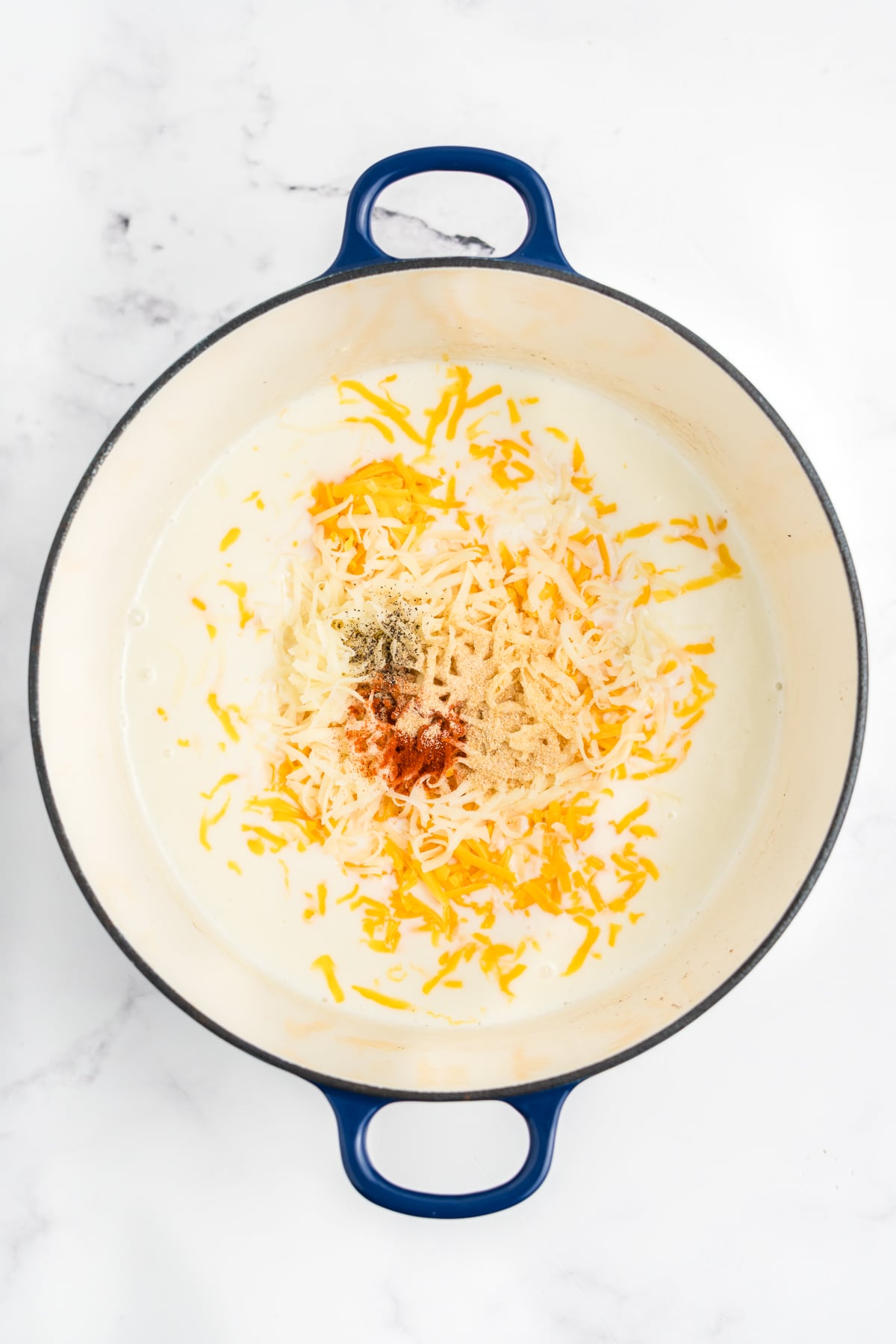 Butter, flour and cream to make a roux in a skillet.