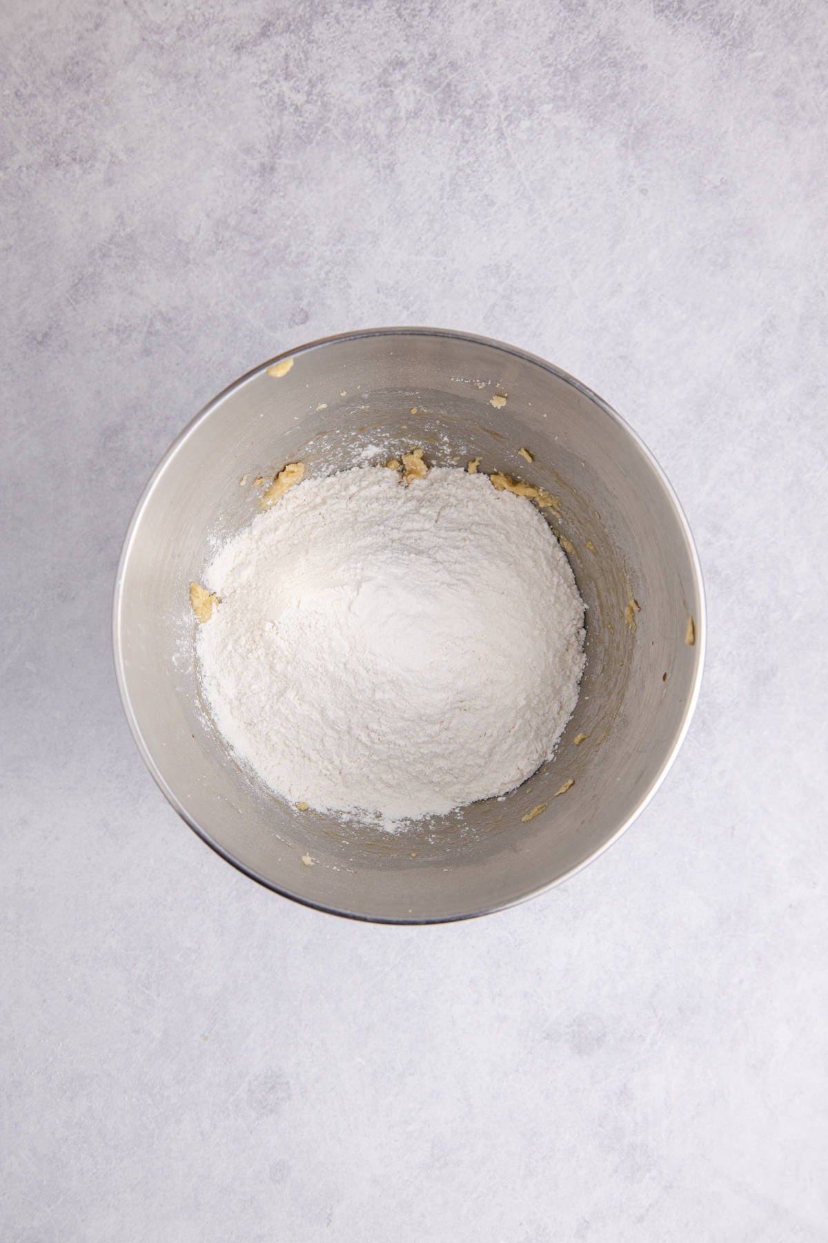 Dry ingredients added to mixing bowl