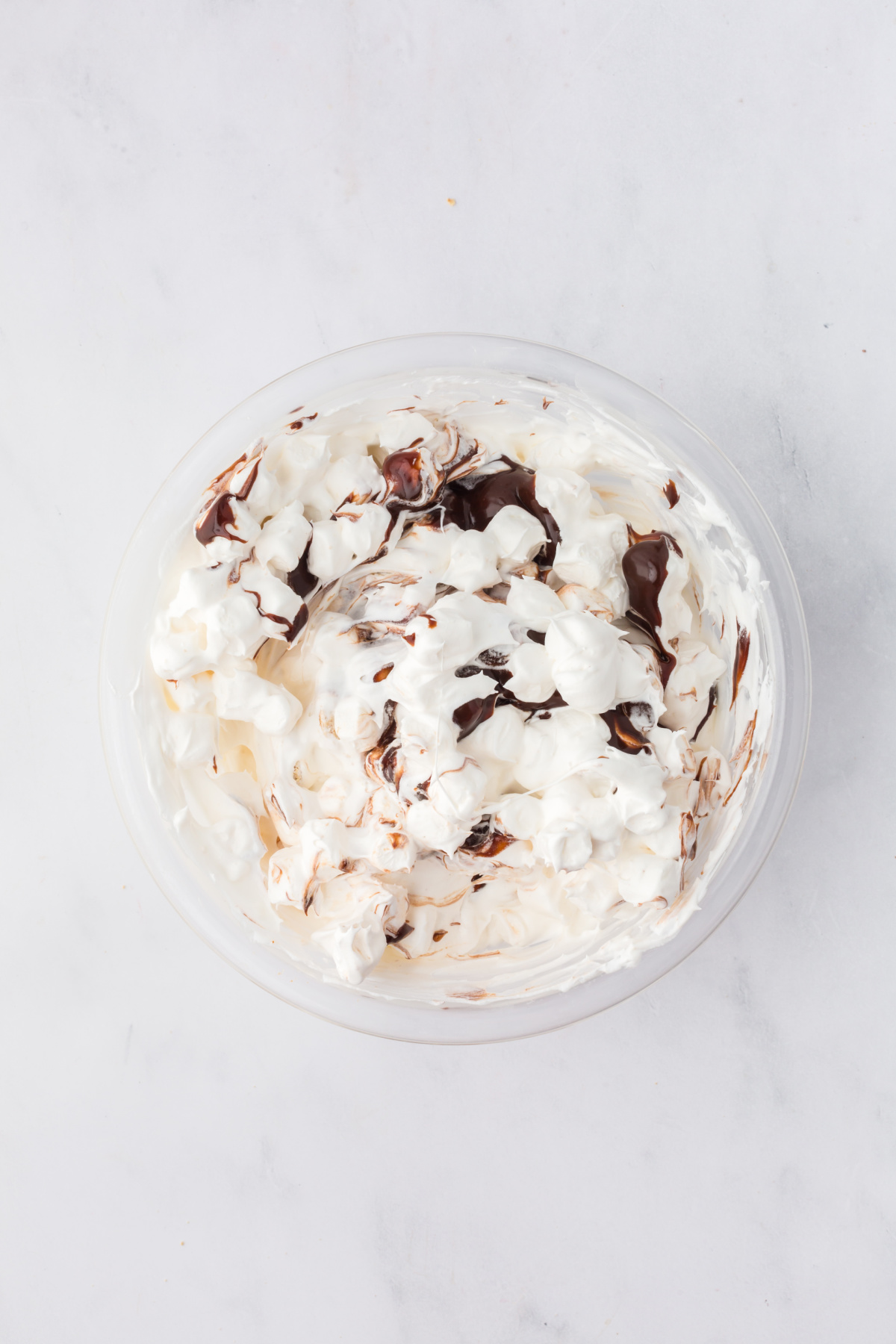 All of the ingredients are blended together in bowl waiting to be garnished.