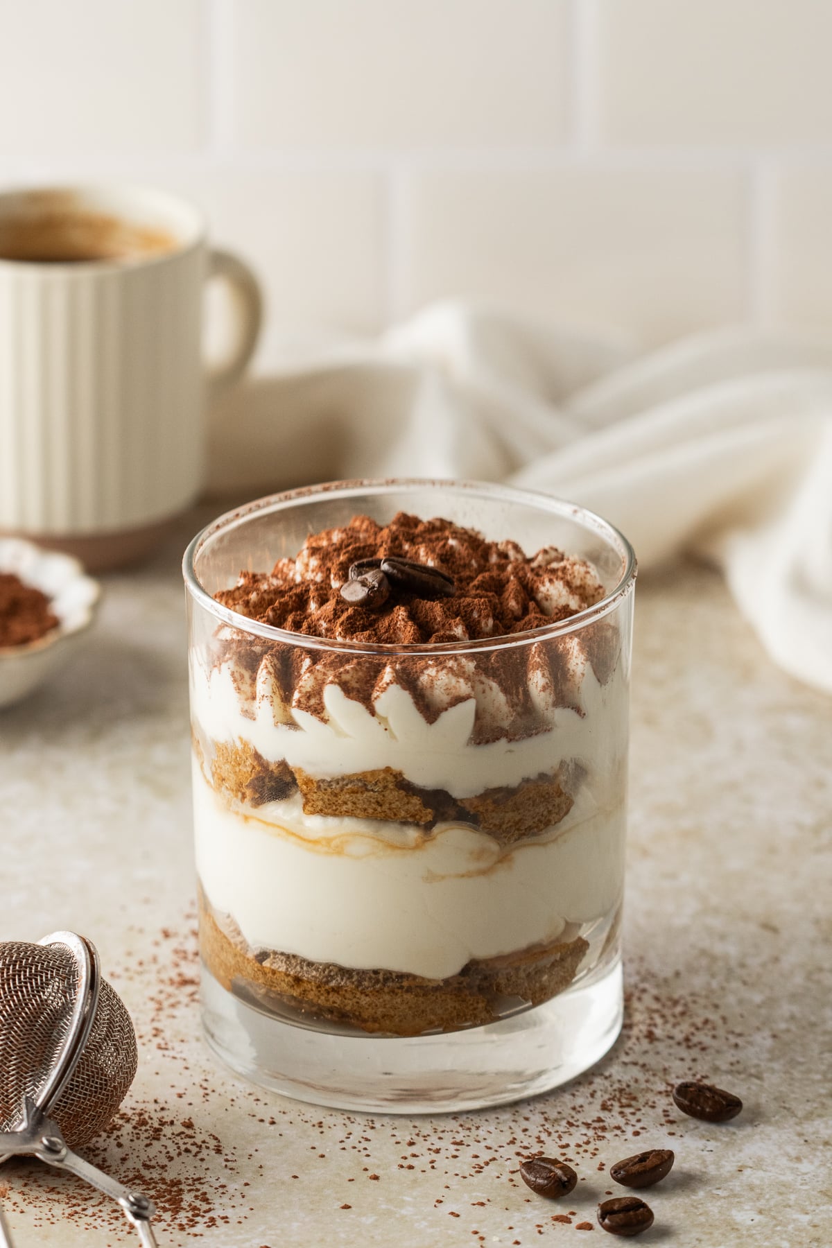 Cocoa powder added on top and chilled.