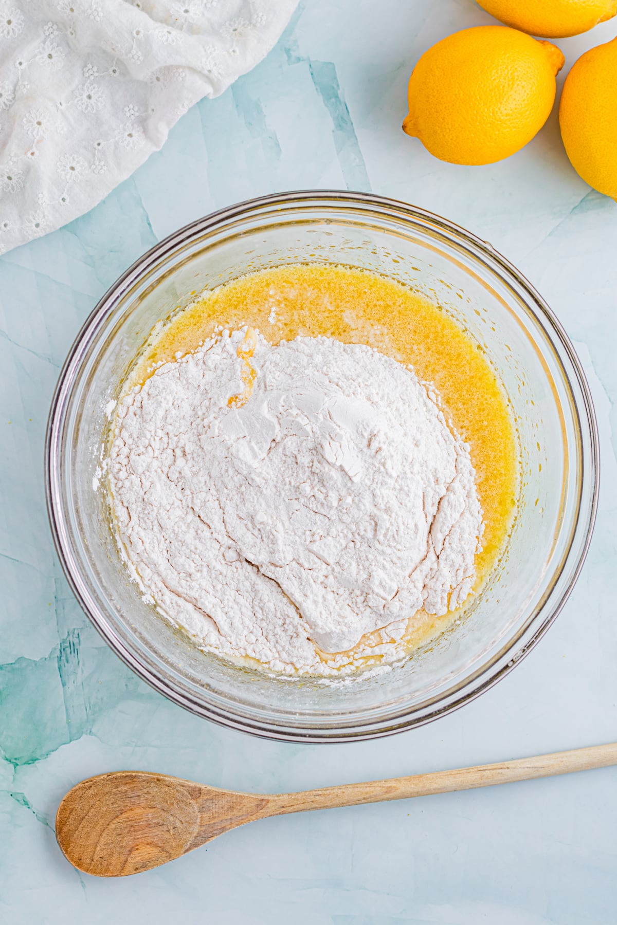 The dry ingredients folded into the wet mixture.