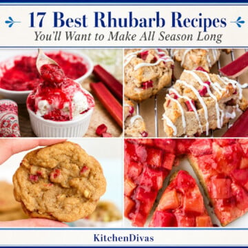 Rhubarb cookies, scones, sauce and cake for roundup.