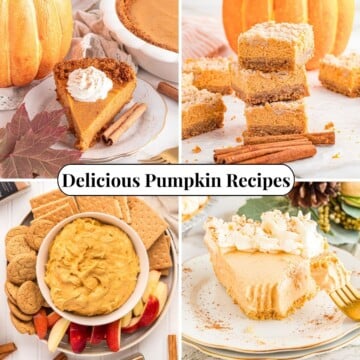 Four different photos of Delicious Pumpkin Recipes.