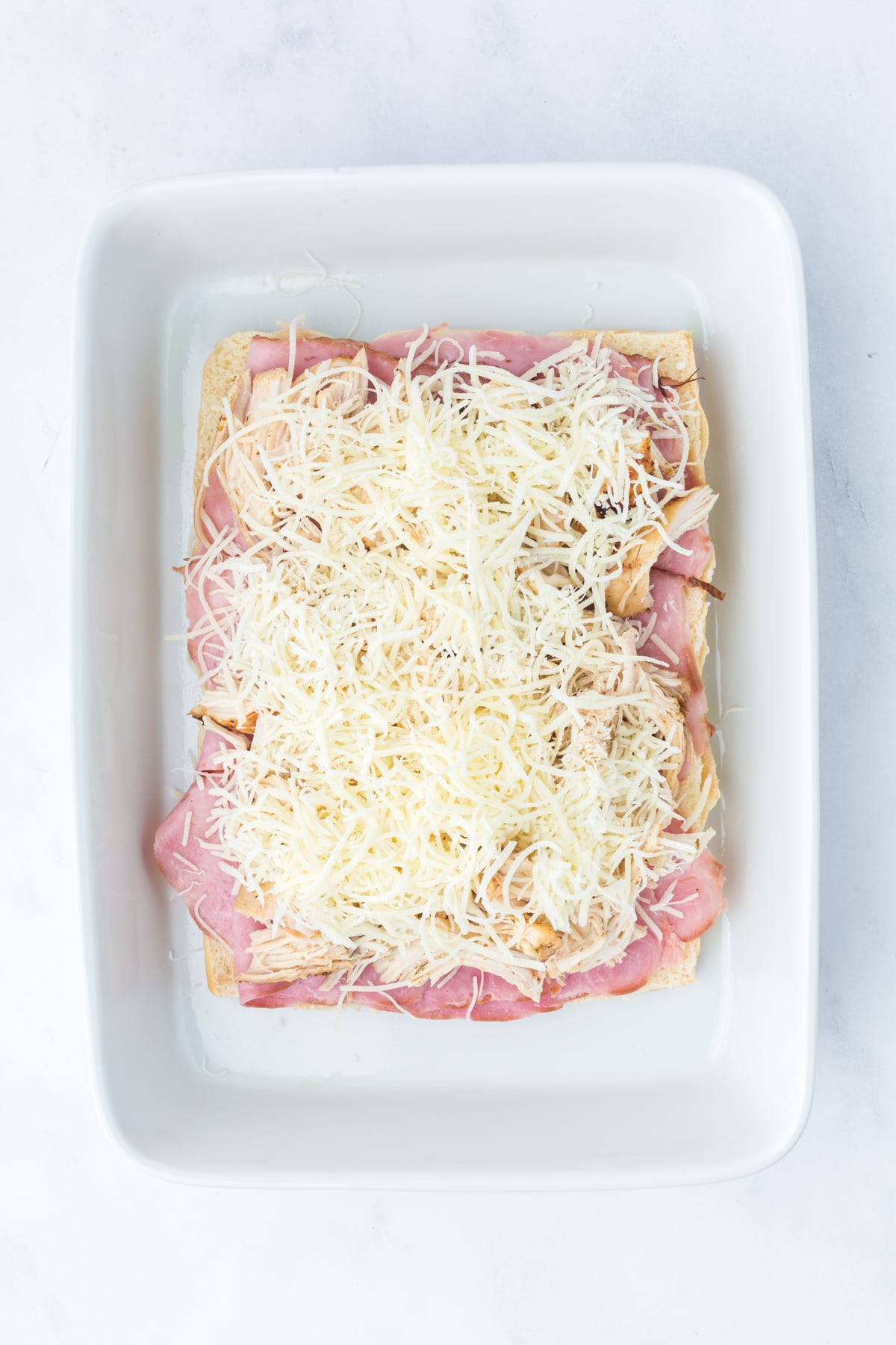 Shredded swiss cheese added to the top.