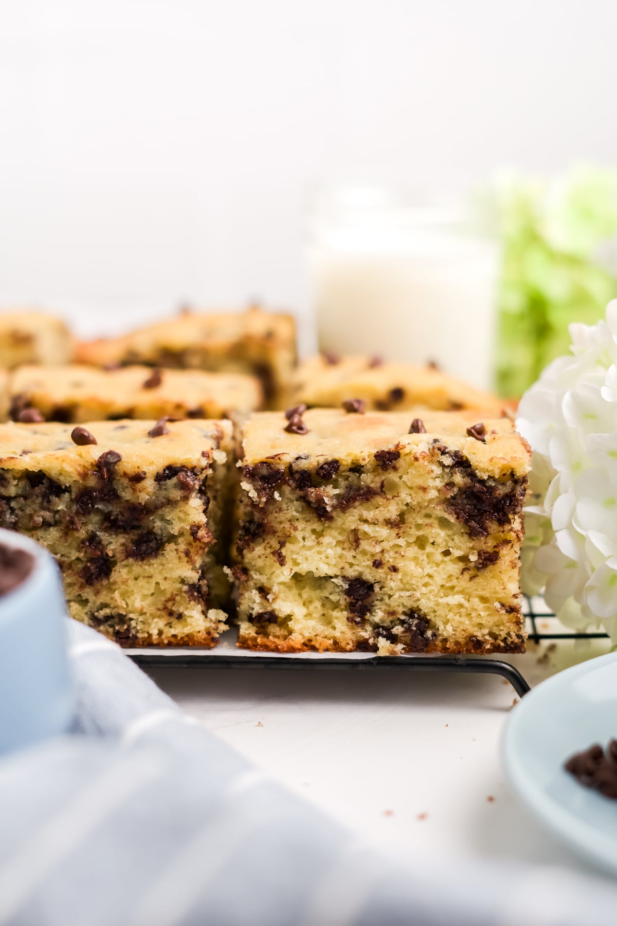 Cake slices on rack.