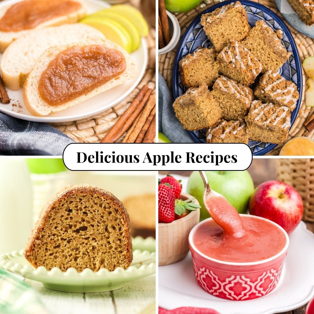 Four different photos of Delicious Apple Recipes.