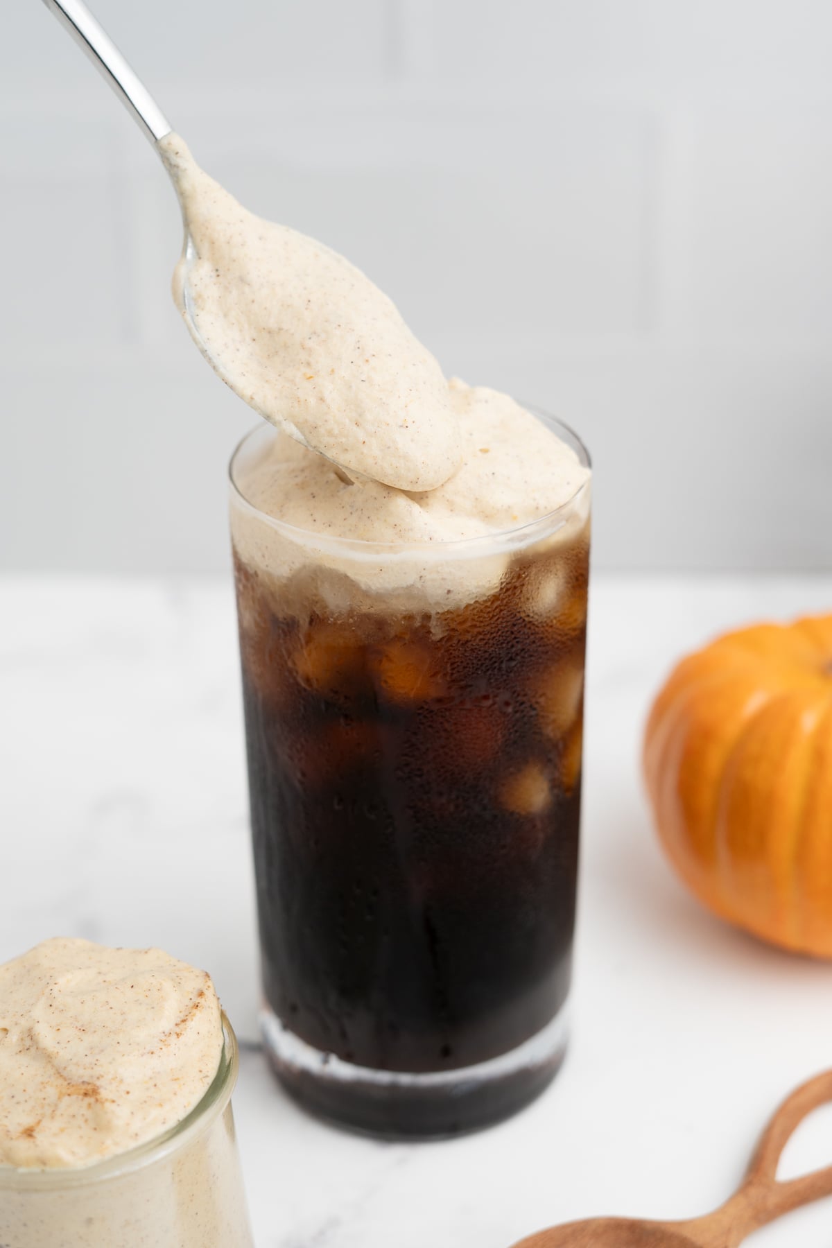 Cold brew topped with pumpkin cold foam.