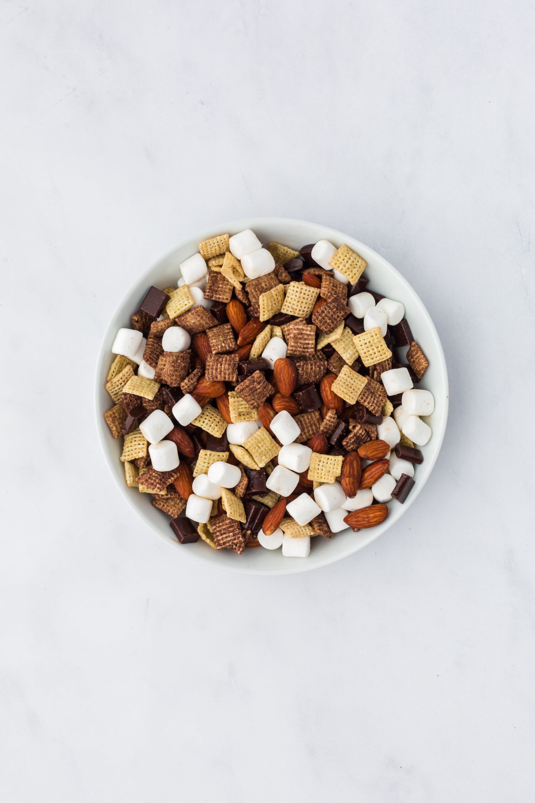 A bowl filled with homemade trail mix.