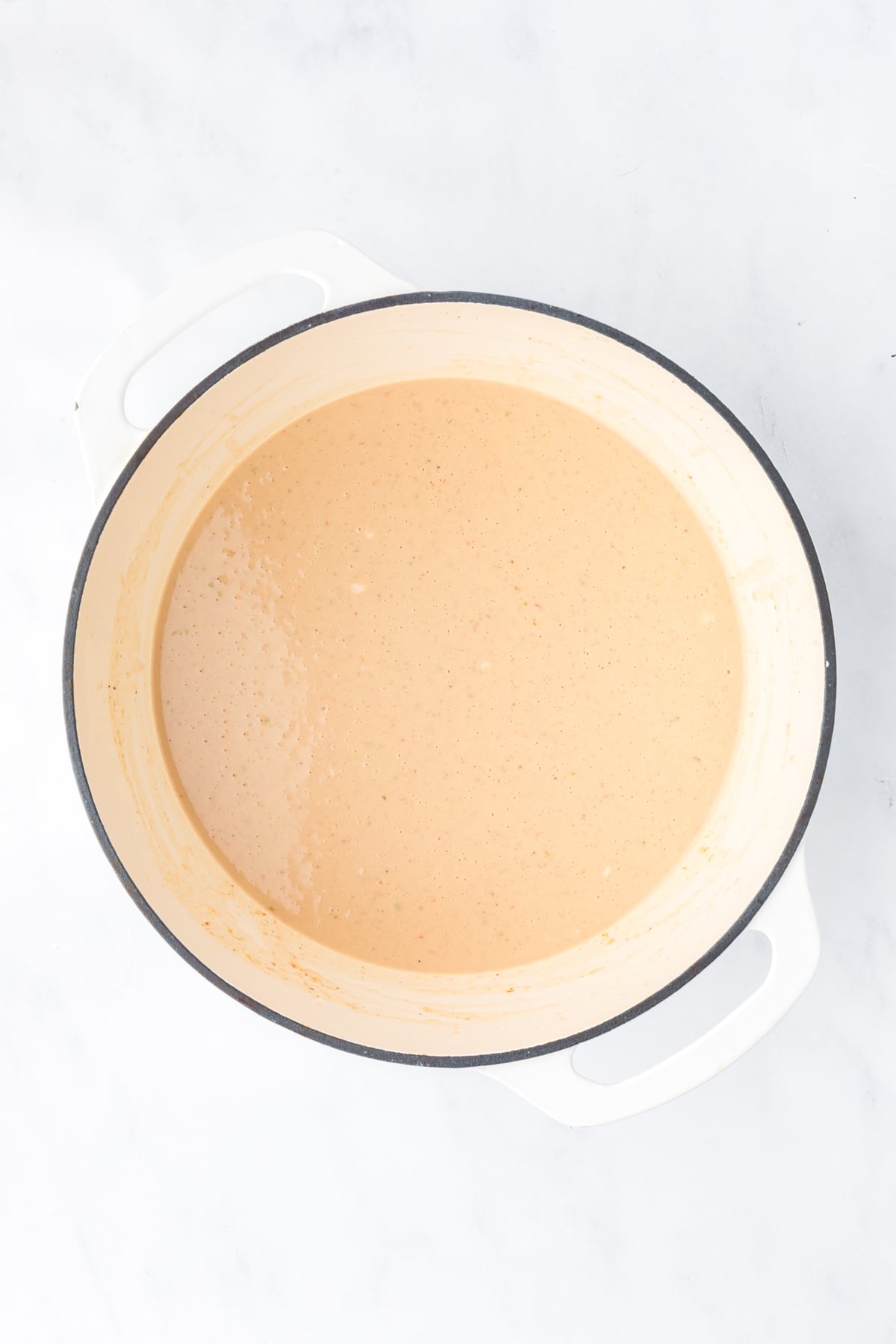 Gravy blended until smooth in pot.