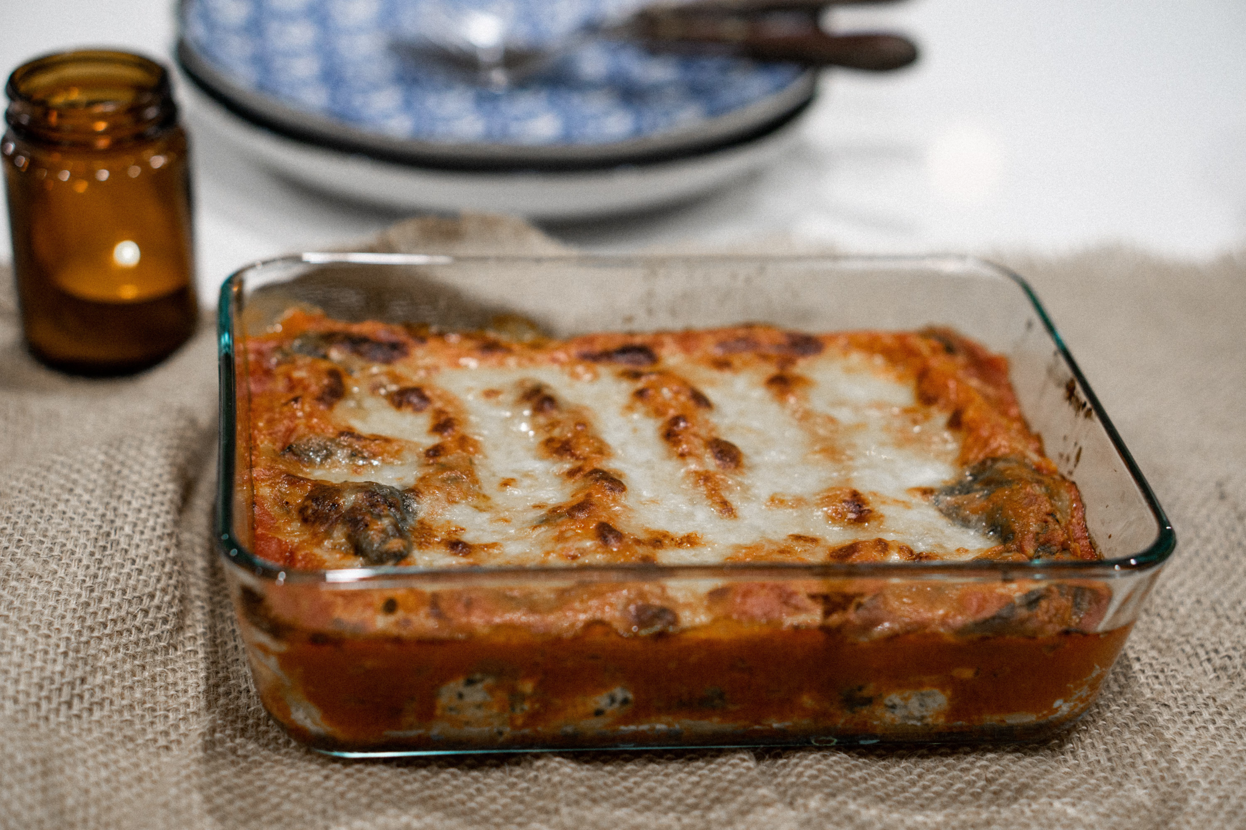 Baked Lasagna in Baking Dish