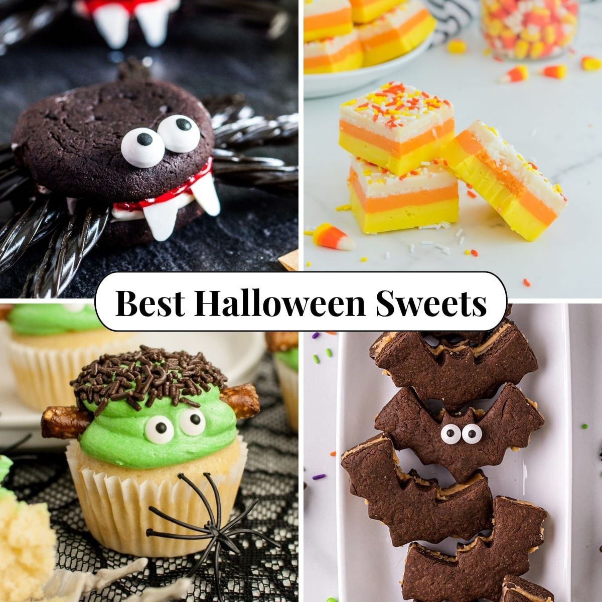 Four different photos of Best Halloween Sweets.