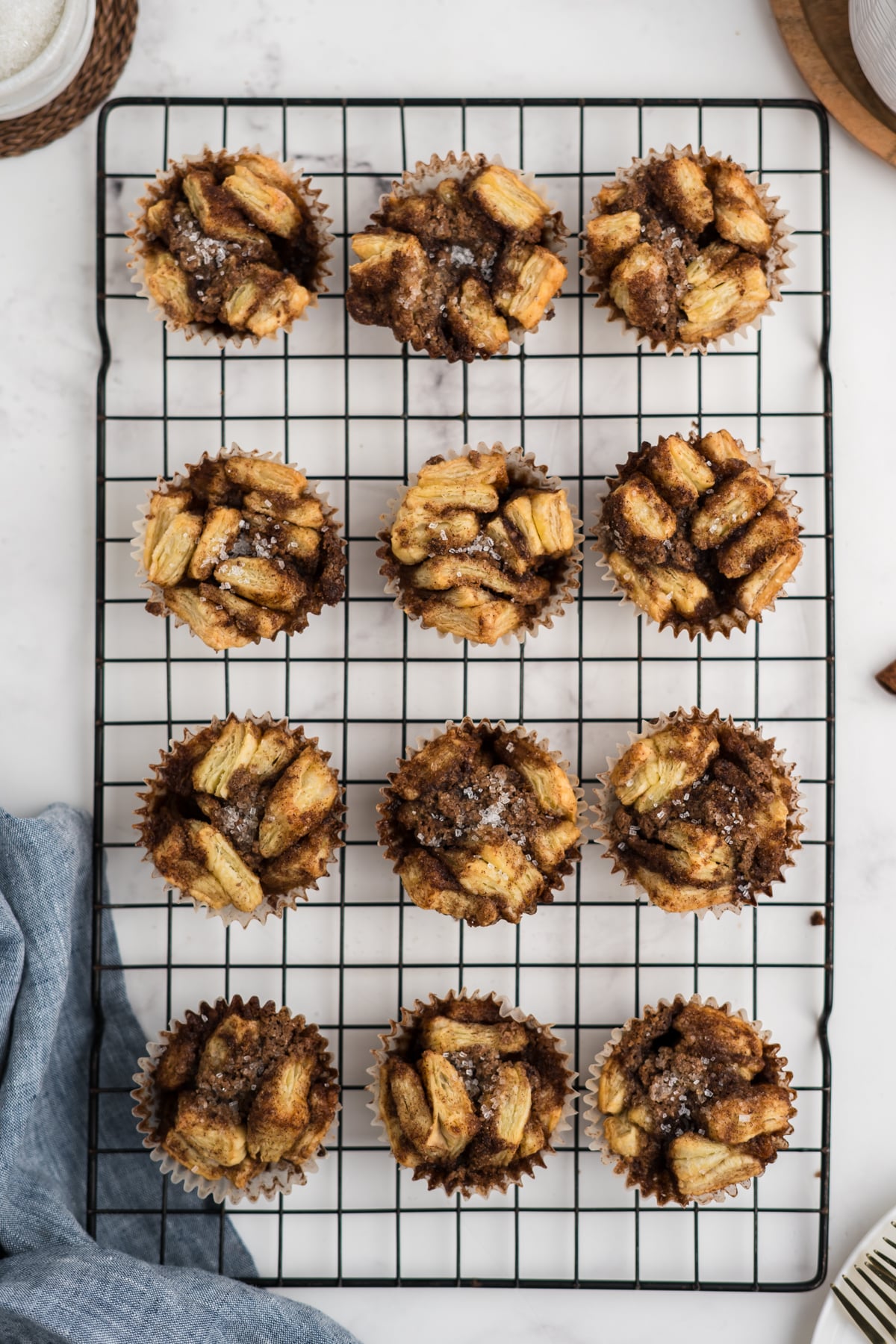 Baked pull-aparts cooling on a rack.