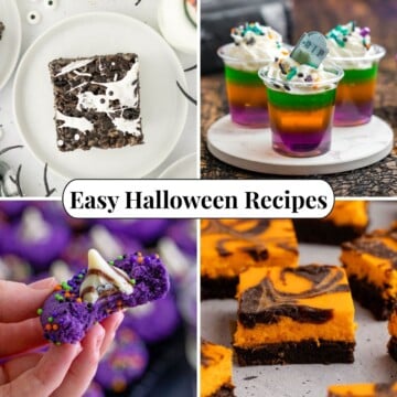 Four different photos of Easy Halloween Recipes.