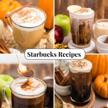 Four different photos of Starbucks Recipes.