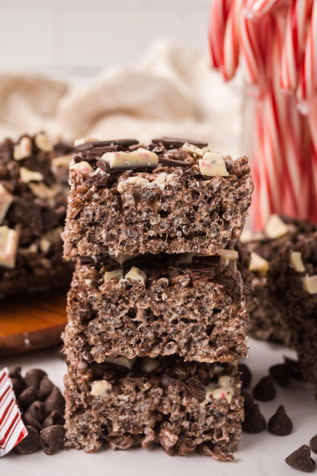 A stack of treats on a table.
