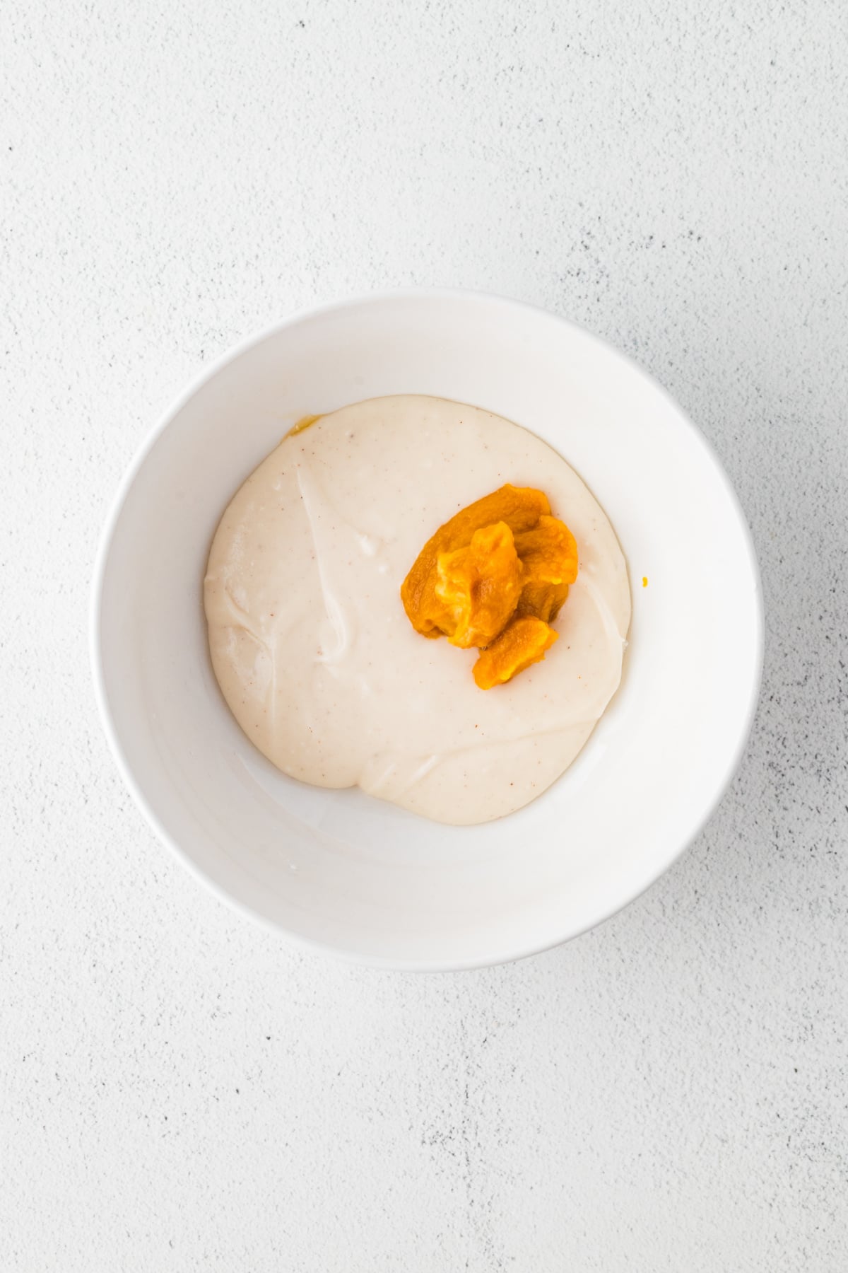 Second glaze in bowl with pumpkin puree added.