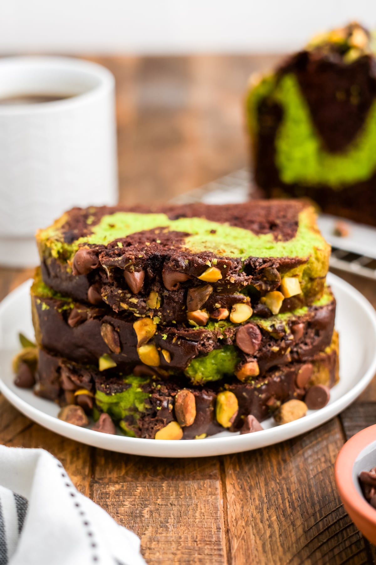 A stack of slices on a plate.