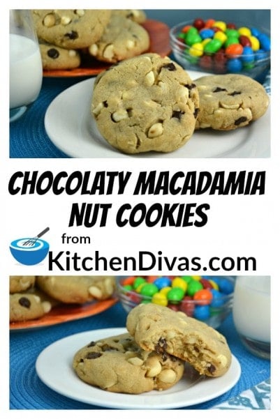 These Chocolaty Macadamia Nut Cookies cookies are truly amazing. They are so soft and chewy, Who can resist macadamia nuts and chocolate? https://kitchendivas.com/chocolatey-macadamia-nut-cookies/