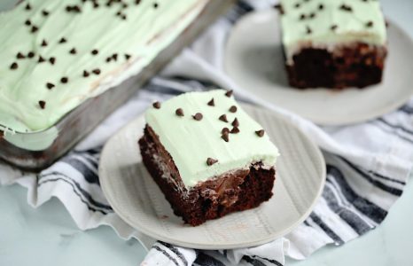 Chocolate Mint Poke Cake