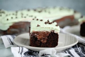 Chocolate Mint Poke Cake