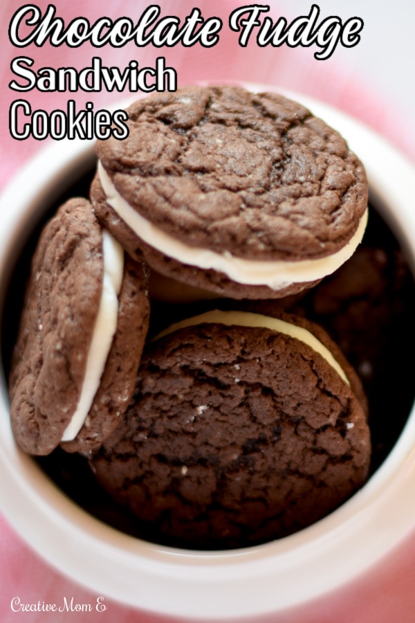 Chocolate Fudge Sandwich Cookies Pinterest pin.