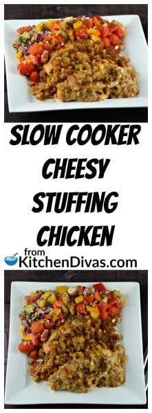 I had chicken out and ready to cook and needed something fast and fabulous. All of a sudden I remembered our recipe for Slow Cooker Cheesy Stuffing Chicken. The decision was made. As soon as I tasted it I knew we had to make a video. This chicken recipe is so easy to make and the result is always awesome! https://kitchendivas.com/slow-cooker-cheesy-stuffing-chicken/
